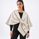 Wool Feel Poncho Cape - Beige