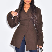 BERBISH [short version]  Premium Thick BLAZER Coat CHOCOLATE