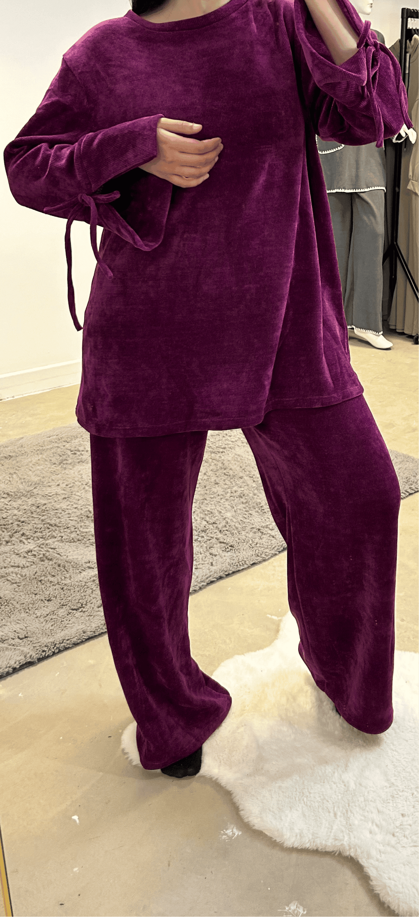 Soft Velvet Coord Set with Tassel sleeves - BERBISH