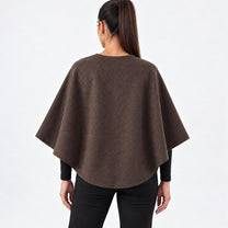 Wool Feel Poncho Cape -chocolate