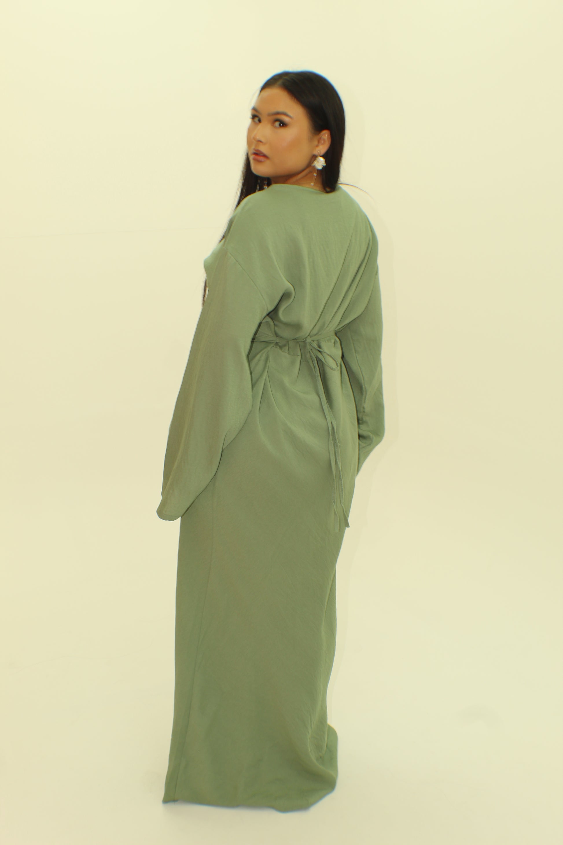 The Gold Button Tie Back Dress - BERBISH