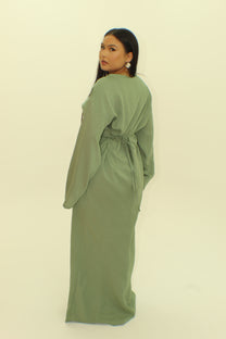 The Gold Button Tie Back Dress - BERBISH