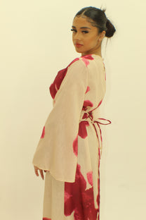 The Floral Tie Back Dress with Cape - BERBISH