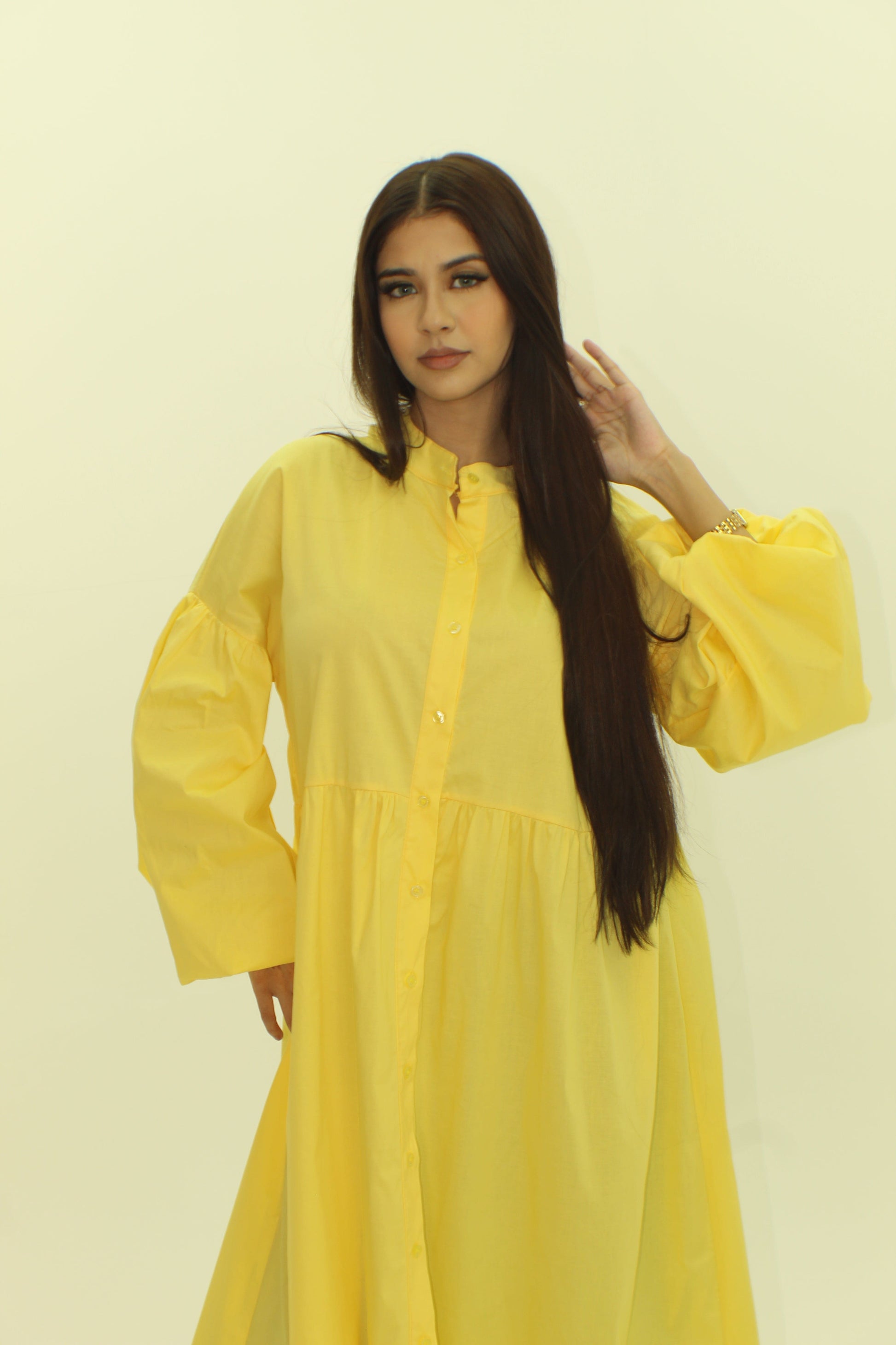 Balloon Sleeve Cotton Dress - BERBISH