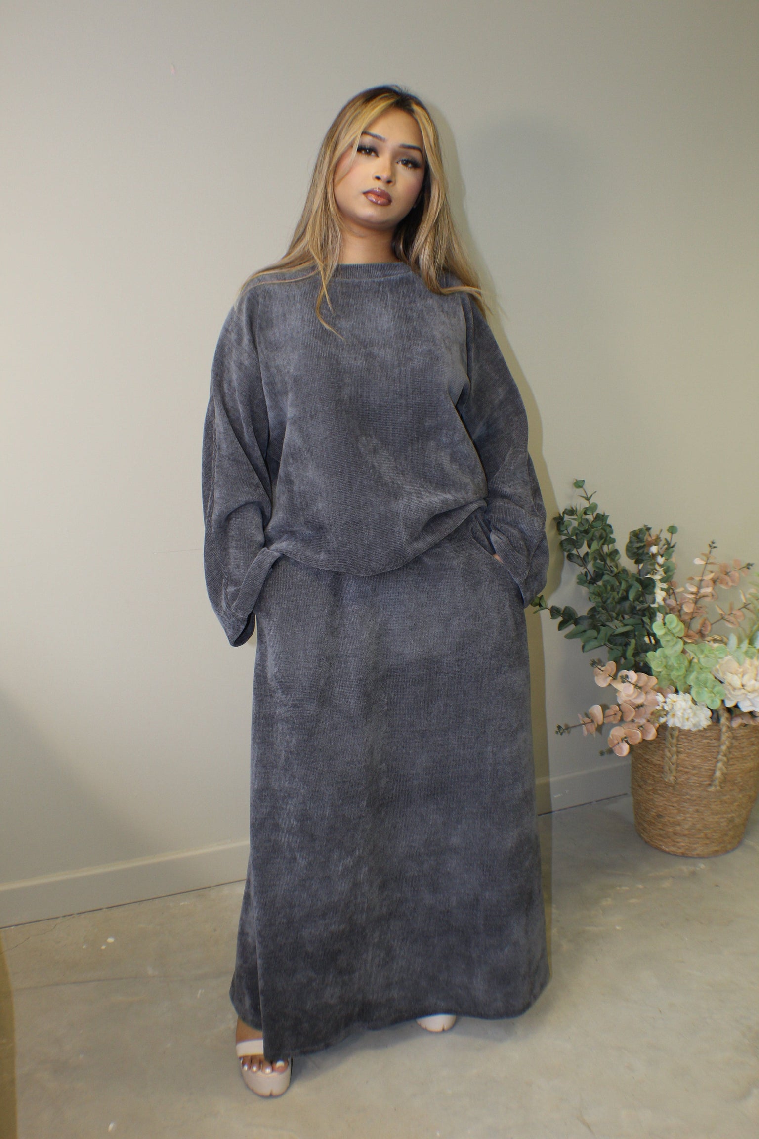 Maxi Skirt Velvet Coord Set - BERBISH