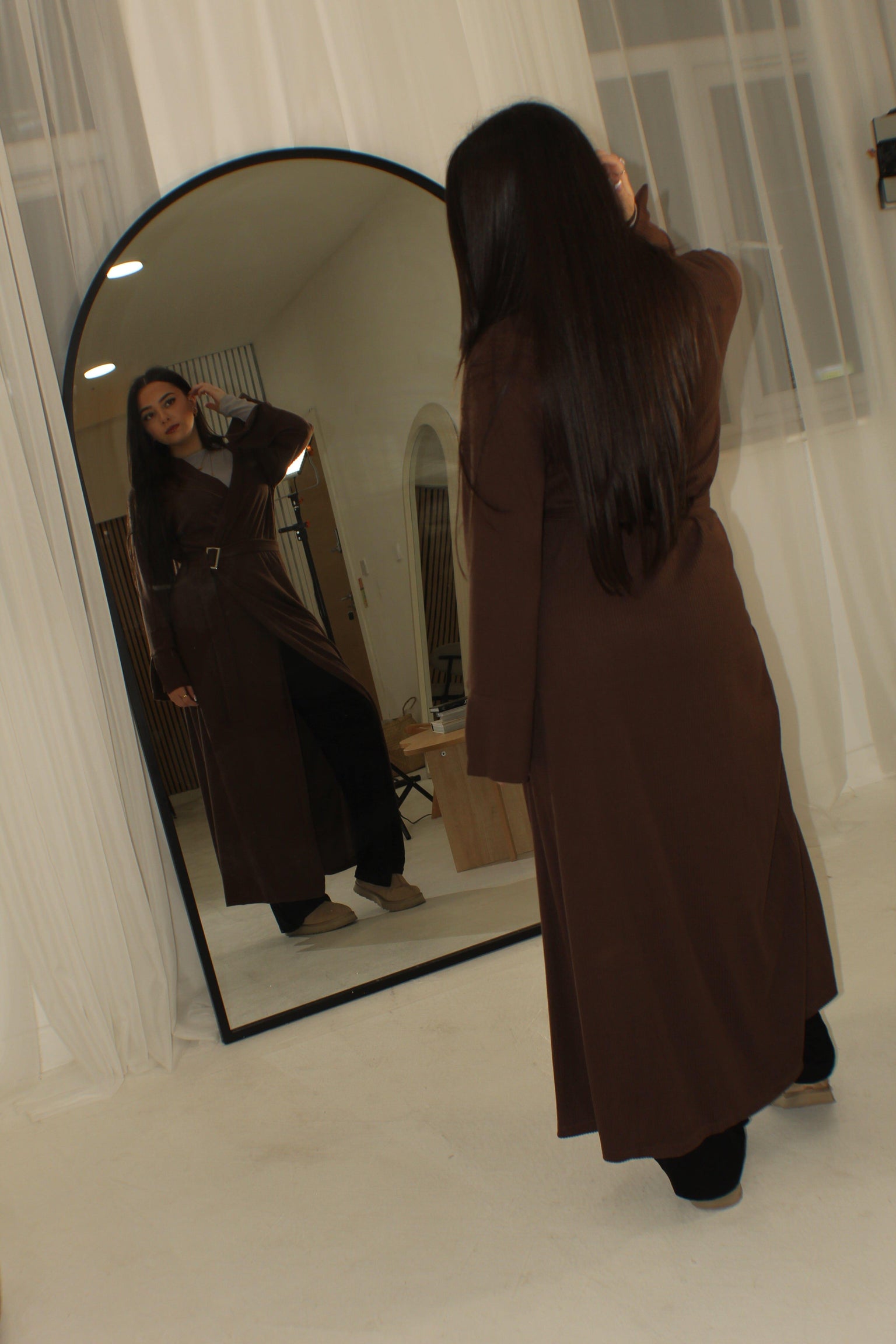 BERBISH brushed ribbed tie waist open dress - BERBISH