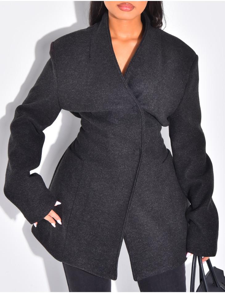 BERBISH [short version]  Premium Thick BLAZER Coat BLACK