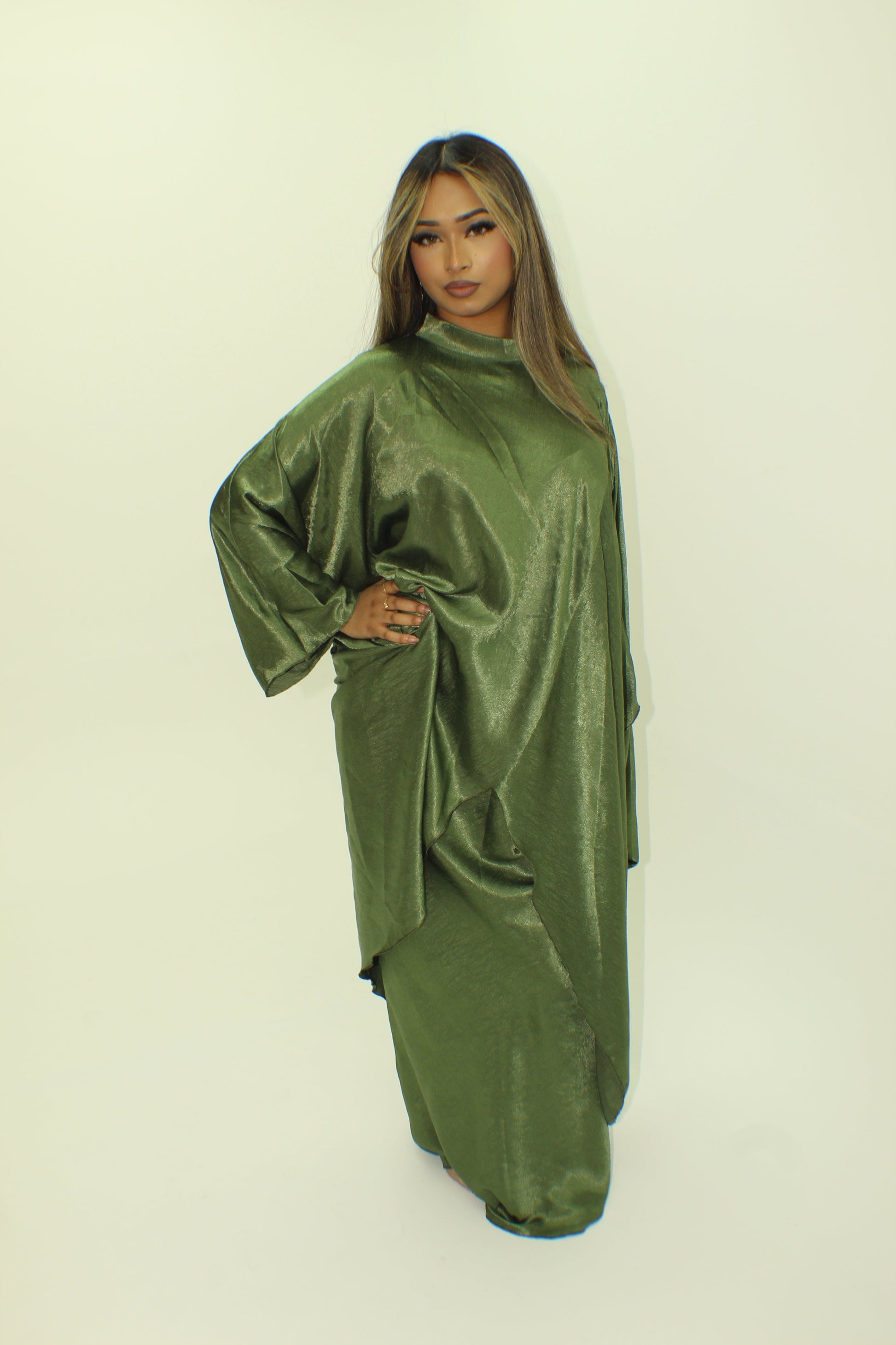 Amelia Skirt set Premium shimmer silk asymmetric - BERBISH