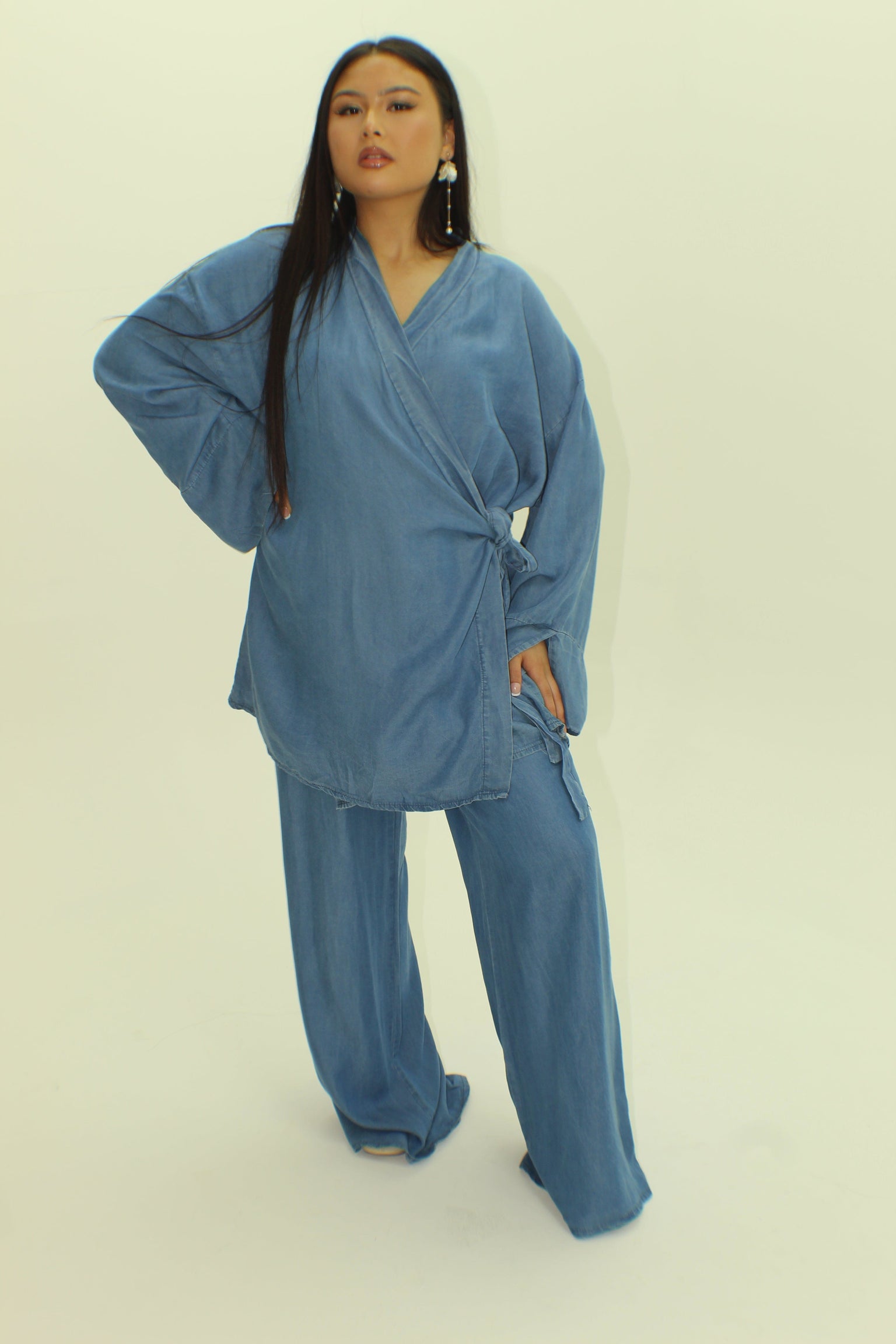 The Side Knot Denim Coord Set - BERBISH