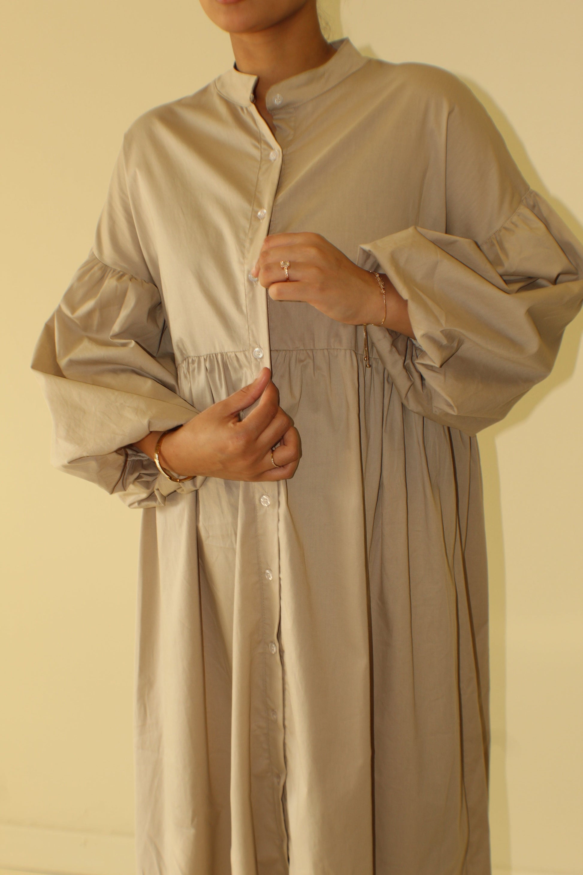 Balloon Sleeve Cotton Dress - BERBISH