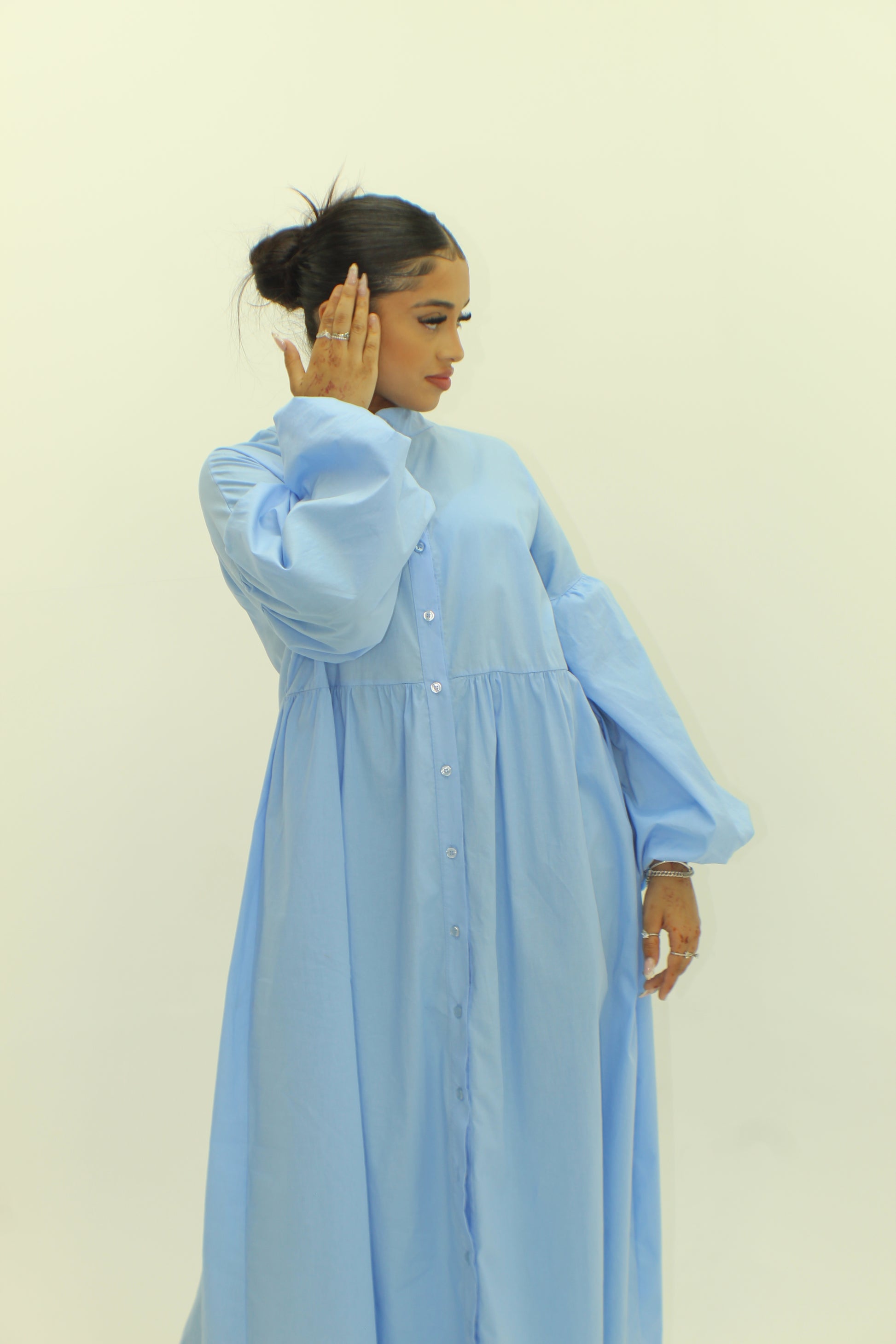 Balloon Sleeve Cotton Dress - BERBISH