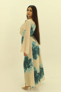 The Floral Tie Back Dress with Cape - BERBISH