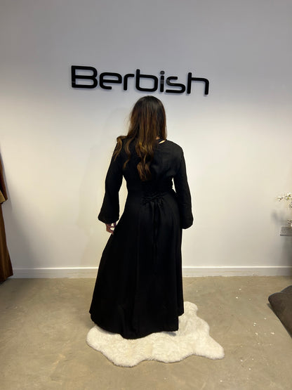 BERBISH "AMIRA" Tie back  Dress with Flared Sleeves, One Size (10-18), Premium Quality - Womenswear Modest Dress (140 cm), Casual Elegant Formal Feminine Lady Comfortable