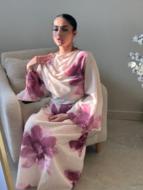 The Floral Tie Back Dress with Cape - BERBISH