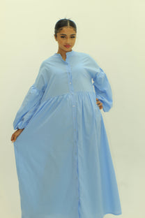 Balloon Sleeve Cotton Dress - BERBISH