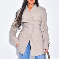 BERBISH [short version]  Premium Thick BLAZER Coat -PREORDER TAUPE - BERBISH