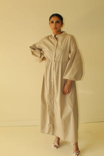 Balloon Sleeve Cotton Dress - BERBISH