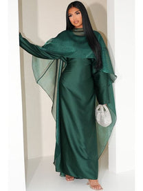 Two piece set  tie back Dress with mesh cape - BERBISH