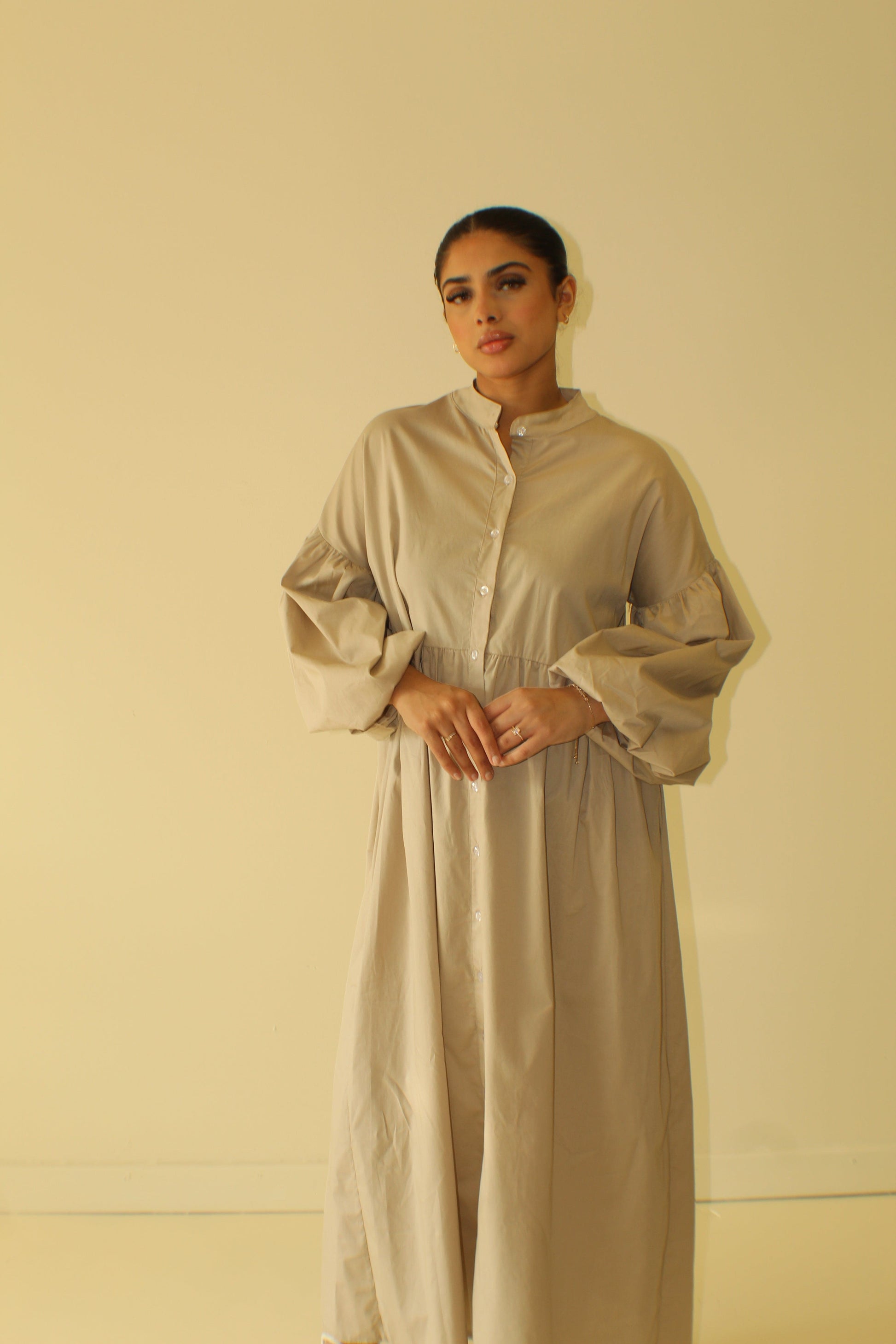 Balloon Sleeve Cotton Dress - BERBISH