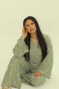 The Olivia leaf Embroidered Set - BERBISH