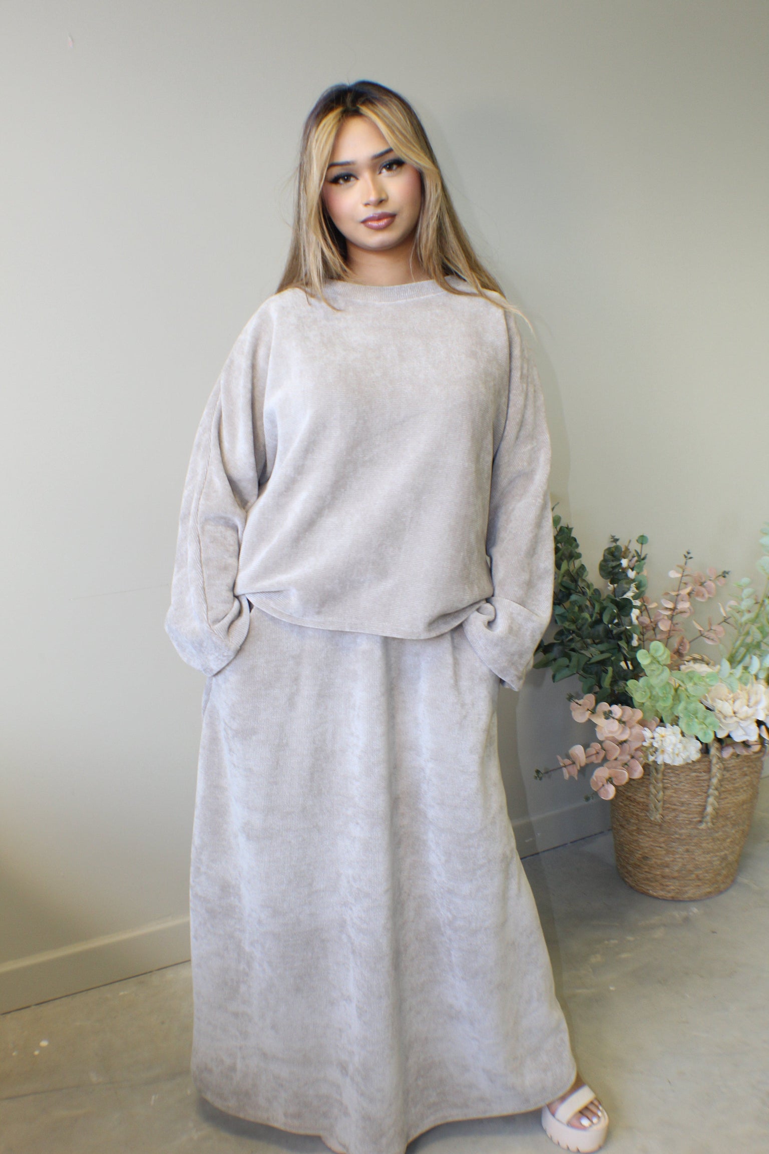 Maxi Skirt Velvet Coord Set - BERBISH