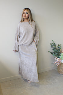 Maxi Skirt Velvet Coord Set