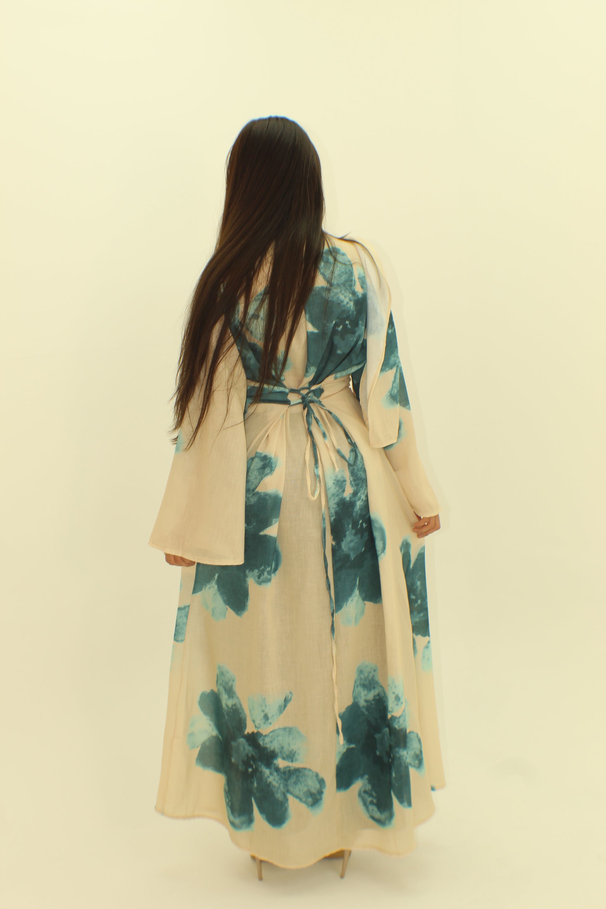 The Floral Tie Back Dress with Cape - BERBISH