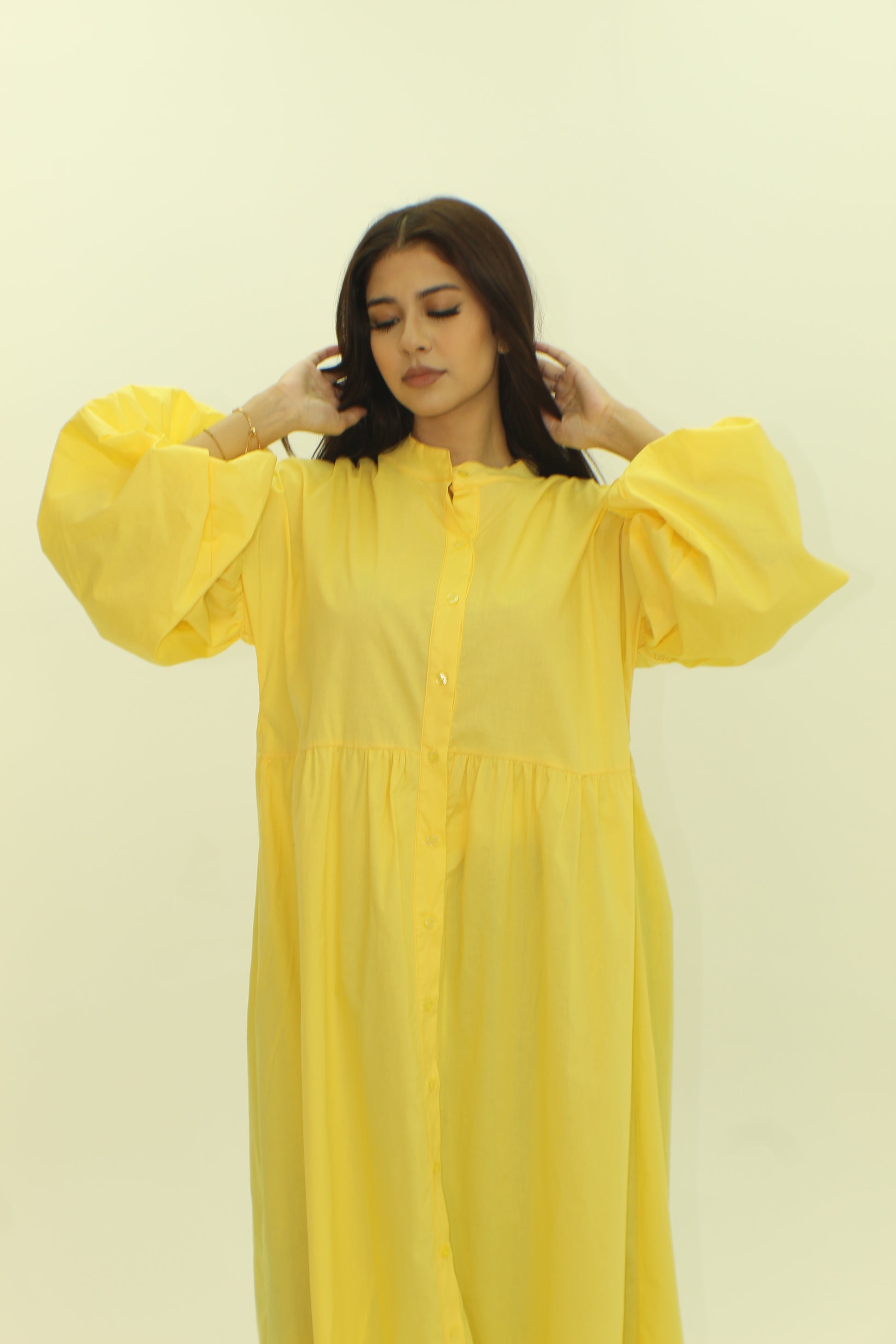 Balloon Sleeve Cotton Dress - BERBISH