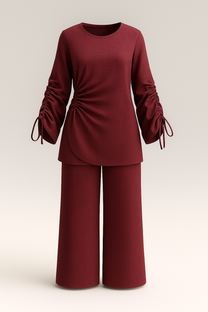 Women&#39;s Basic Set - Ruched Sleeves
