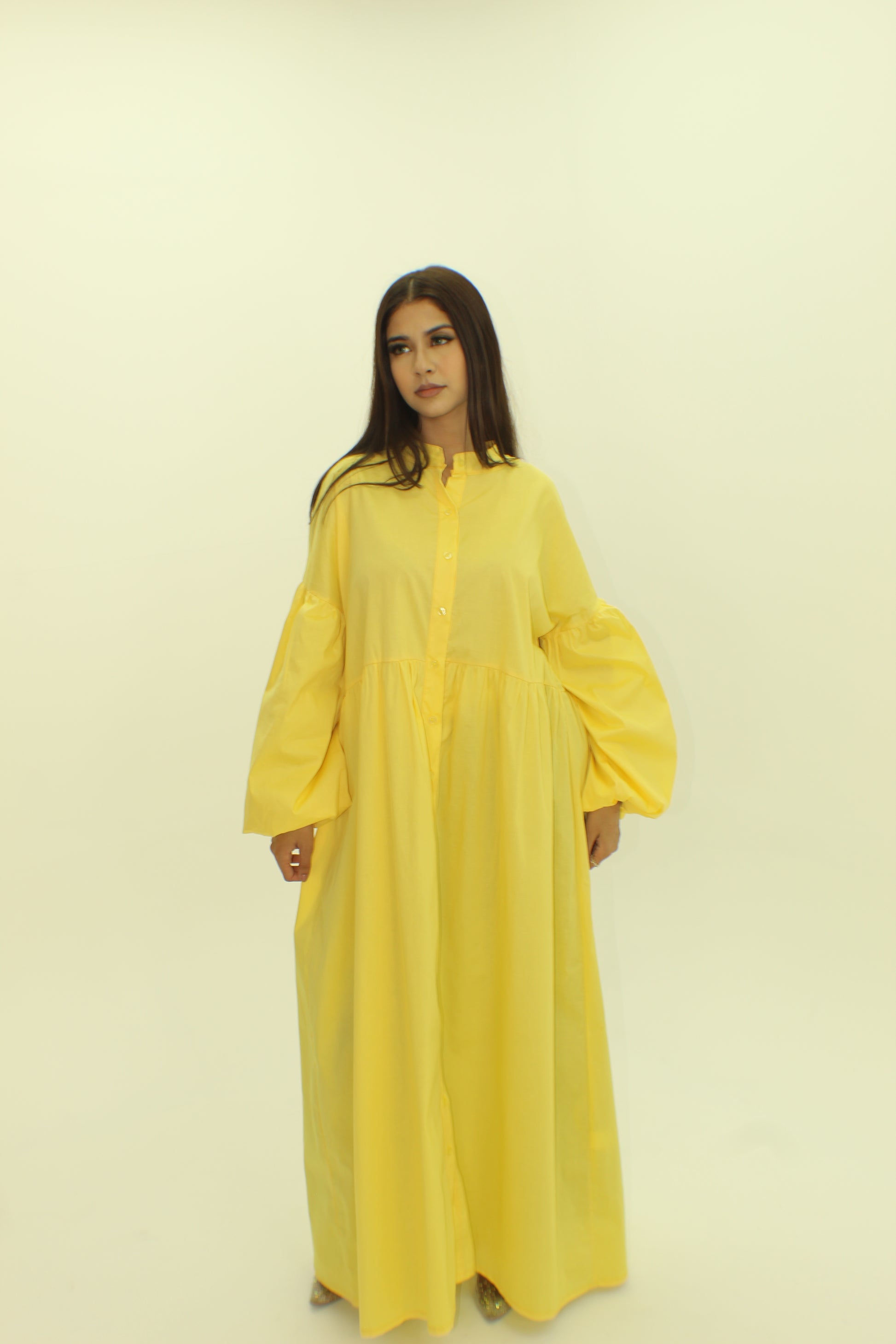 Balloon Sleeve Cotton Dress - BERBISH