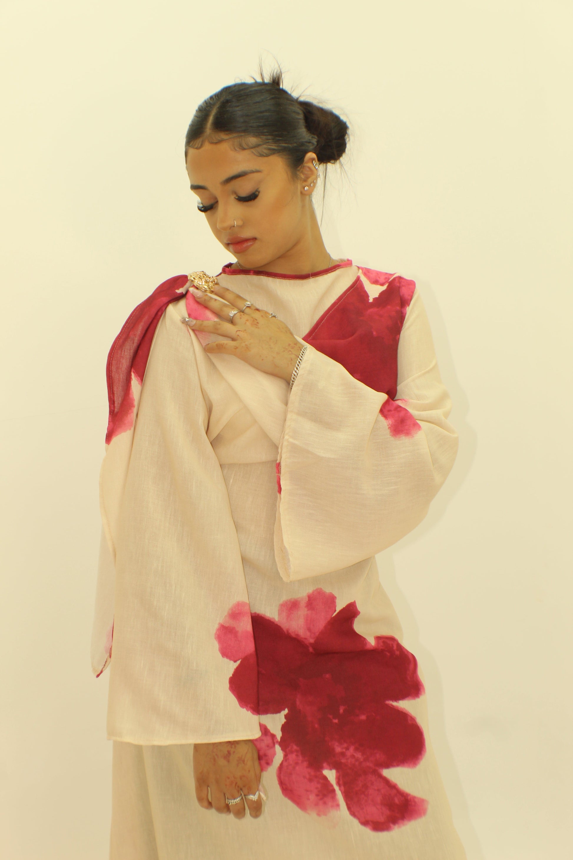 The Floral Tie Back Dress with Cape - BERBISH