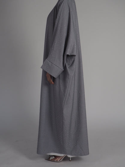 BERBISH Diamante abaya / dress high quality with  button sleeve detail one size 8-20 [BRB 132]