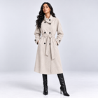 Funnel Coat in  Suede -Stone