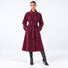 Funnel Coat in  Suede -Wine