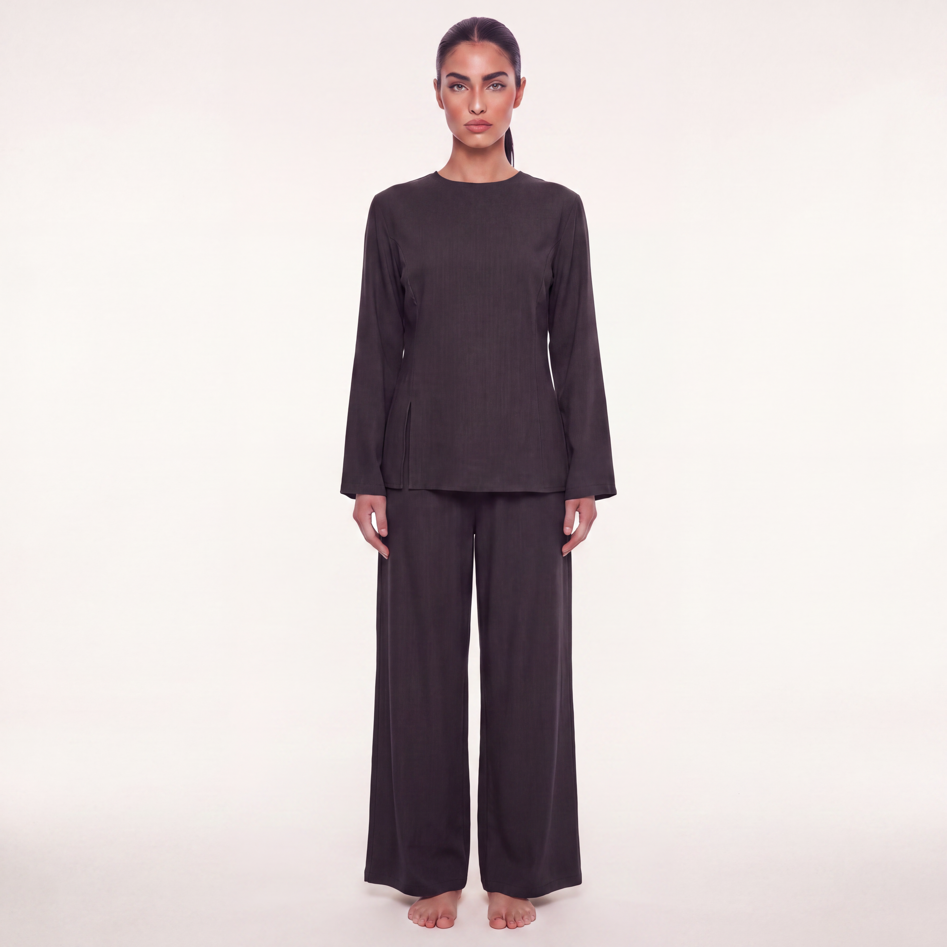 The slit linen coord - Black [PREORDER]