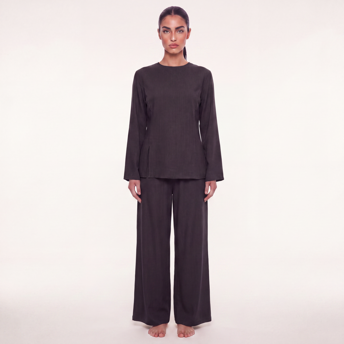 The slit linen coord - Black [PREORDER]
