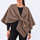 Wool Feel Poncho Cape - Mocha