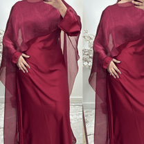 Two piece set  tie back Dress with mesh cape - BERBISH