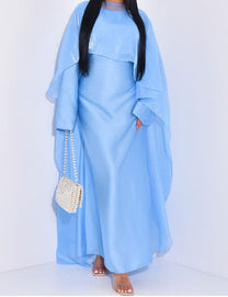 Two piece set  tie back Dress with mesh cape - BERBISH
