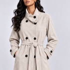 Funnel Coat in  Suede -Stone