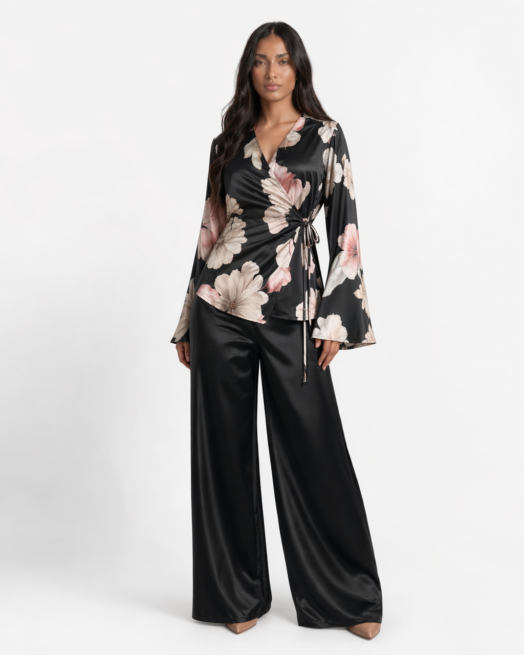 Floral Cross Tie Coord Set | Pashmina Edit - BERBISH