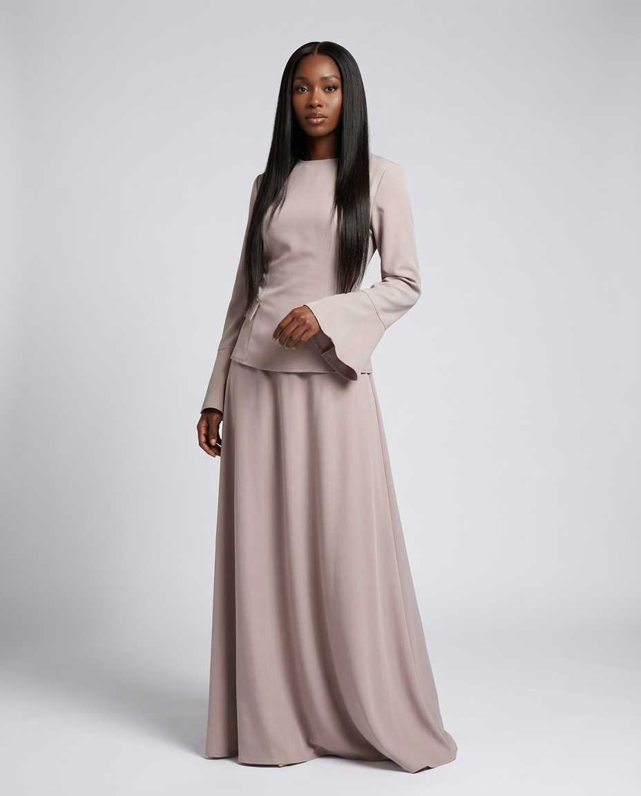 Tie Back Skirt Set with Pocket Details - BERBISH