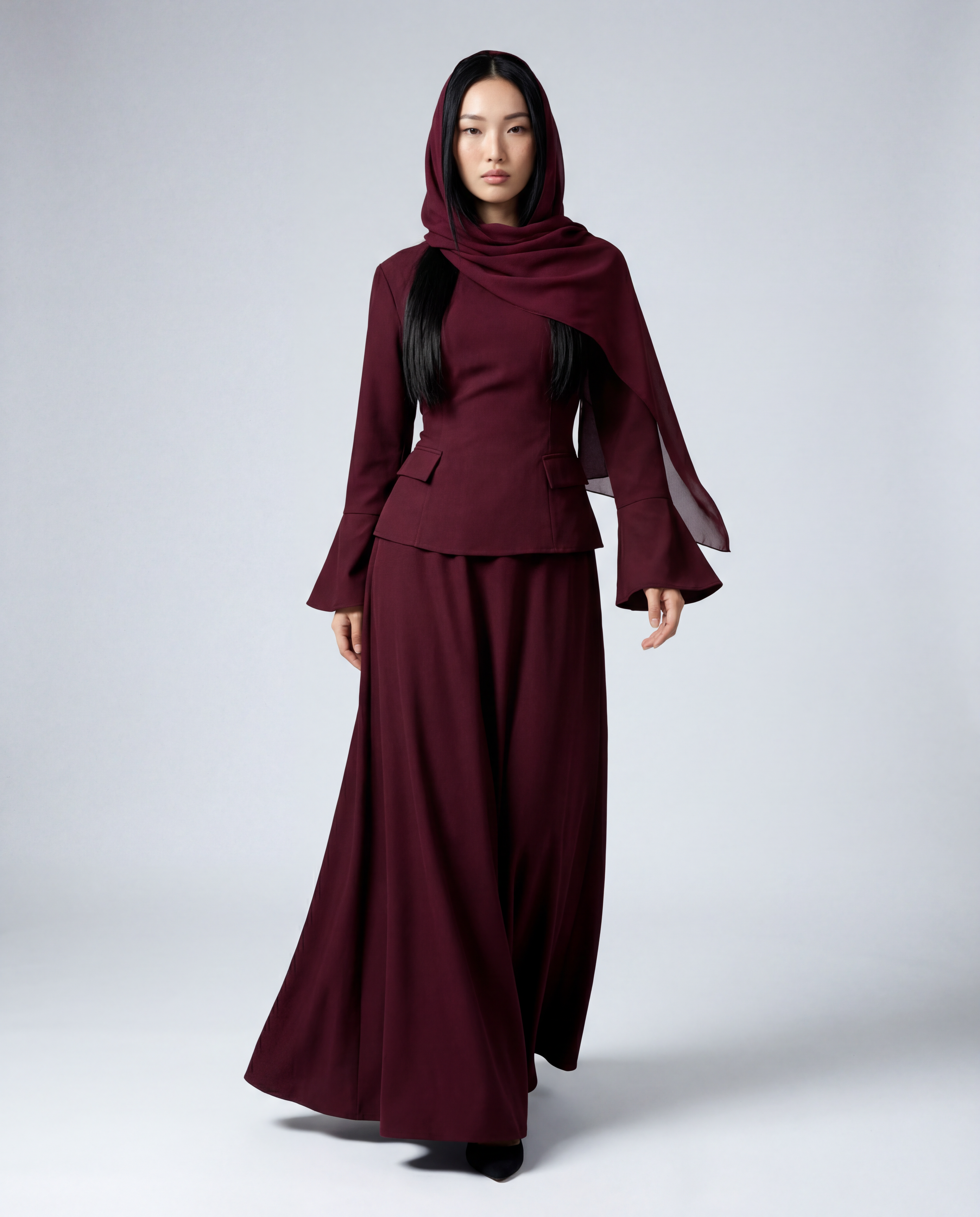 Tie Back Skirt Set with Pocket Details - BERBISH