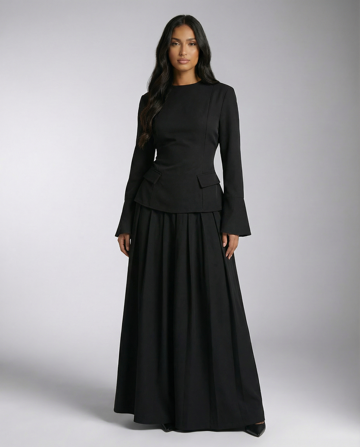 Tie Back Skirt Set with Pocket Details - BERBISH