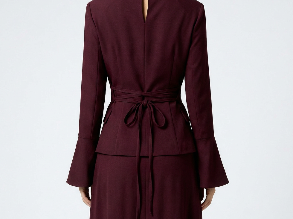 Tie Back Skirt Set with Pocket Details - BERBISH