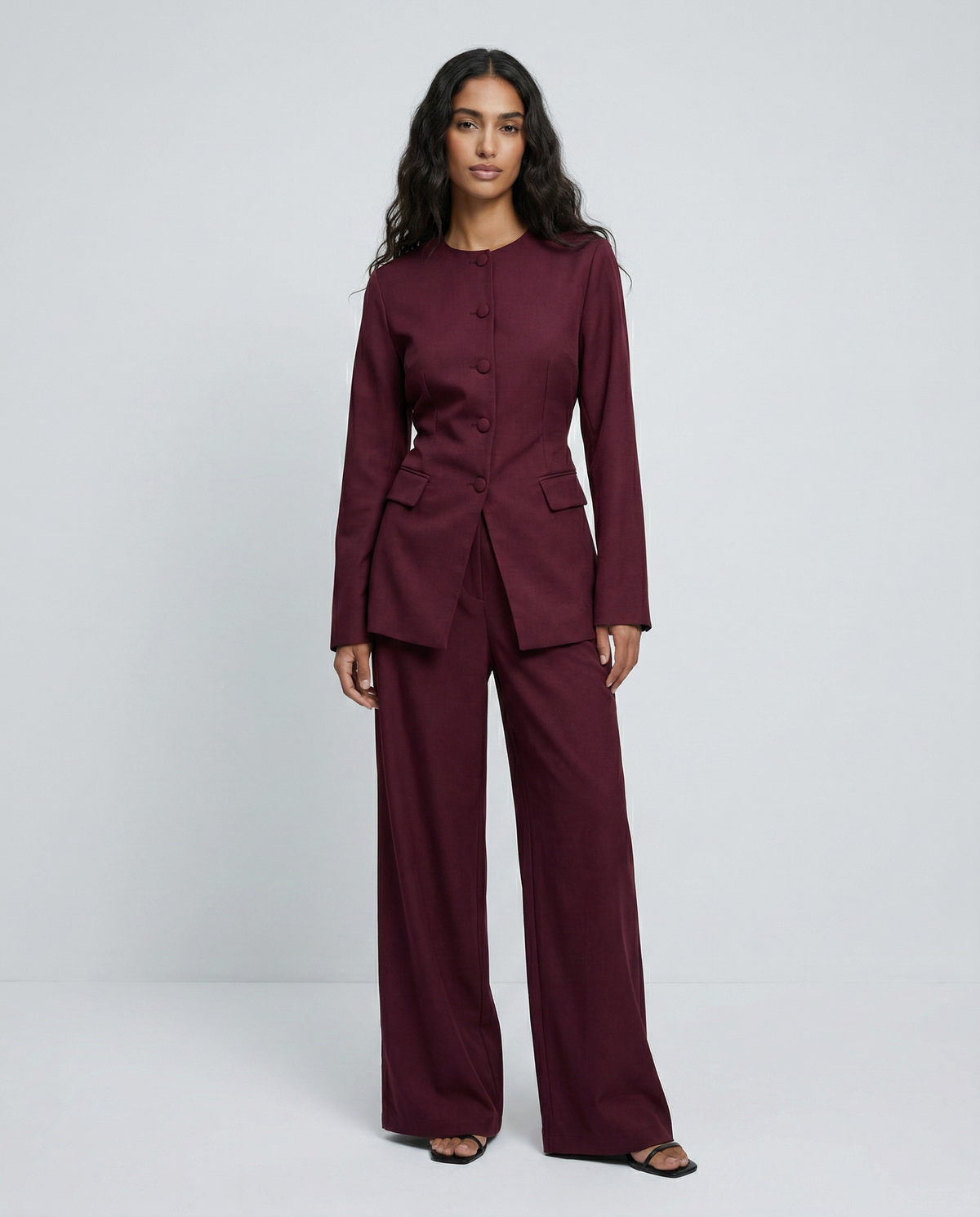 Button Top &amp; Wide Leg Trouser Coord Set - BERBISH