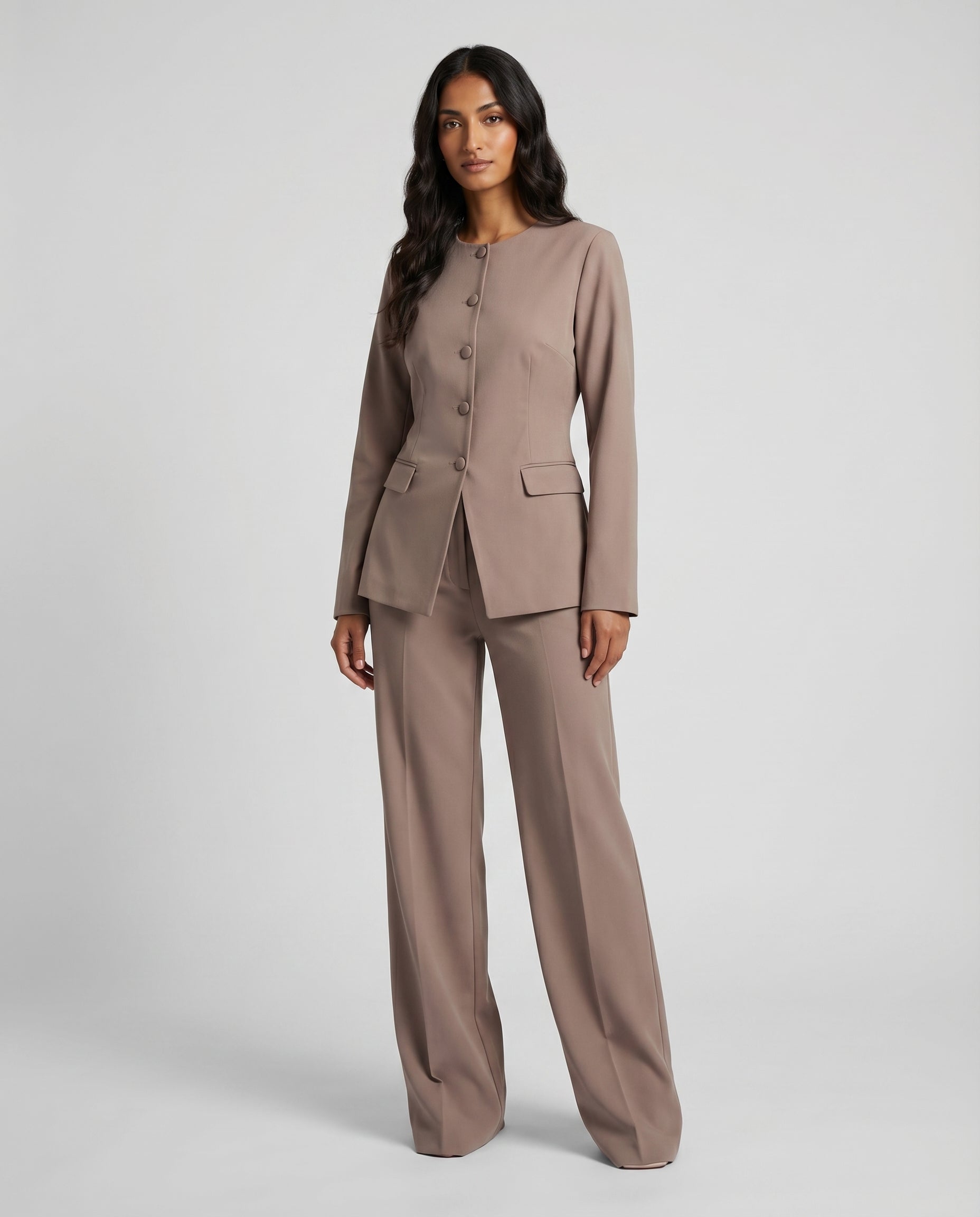Button Top &amp; Wide Leg Trouser Coord Set - BERBISH