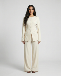 Button Top &amp; Wide Leg Trouser Coord Set - BERBISH