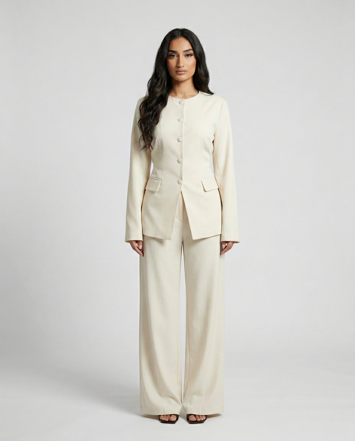 Button Top &amp; Wide Leg Trouser Coord Set - BERBISH