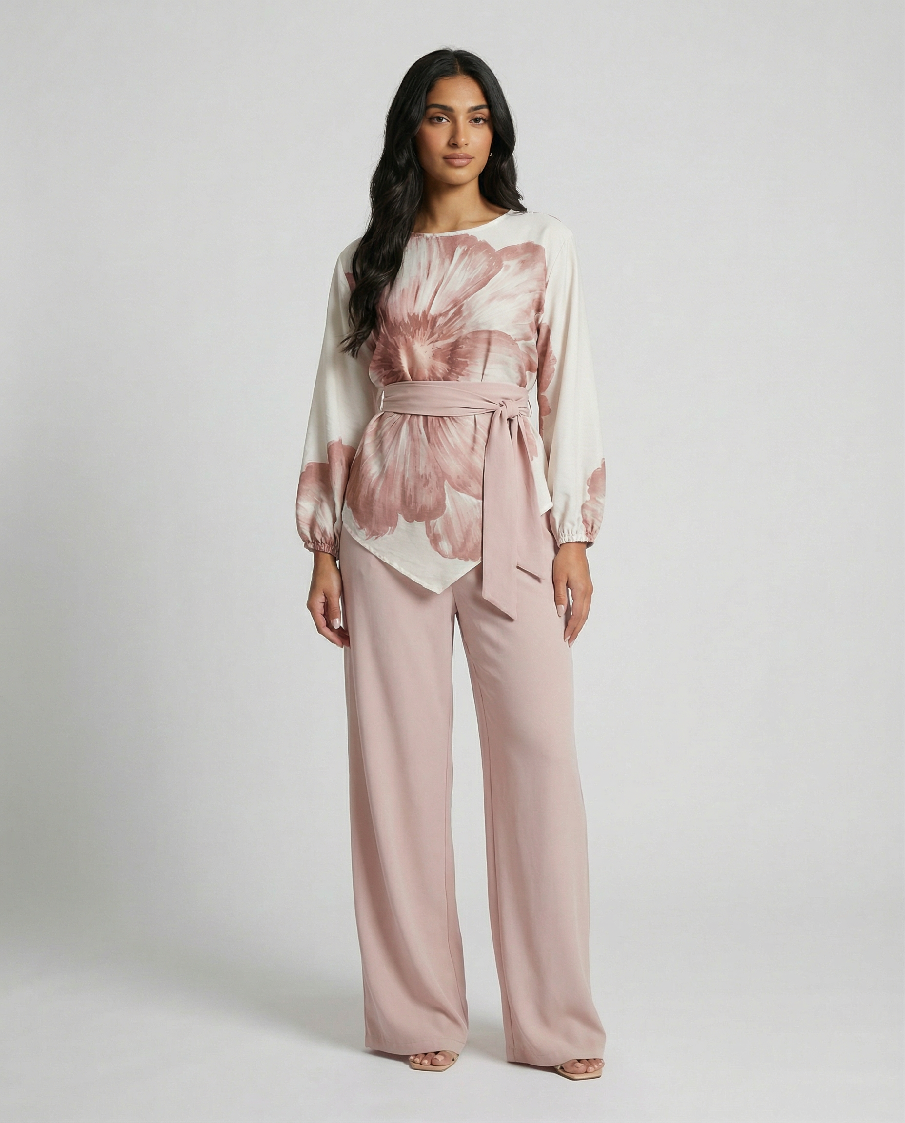 3-Piece Floral Balloon Sleeve Set - BERBISH